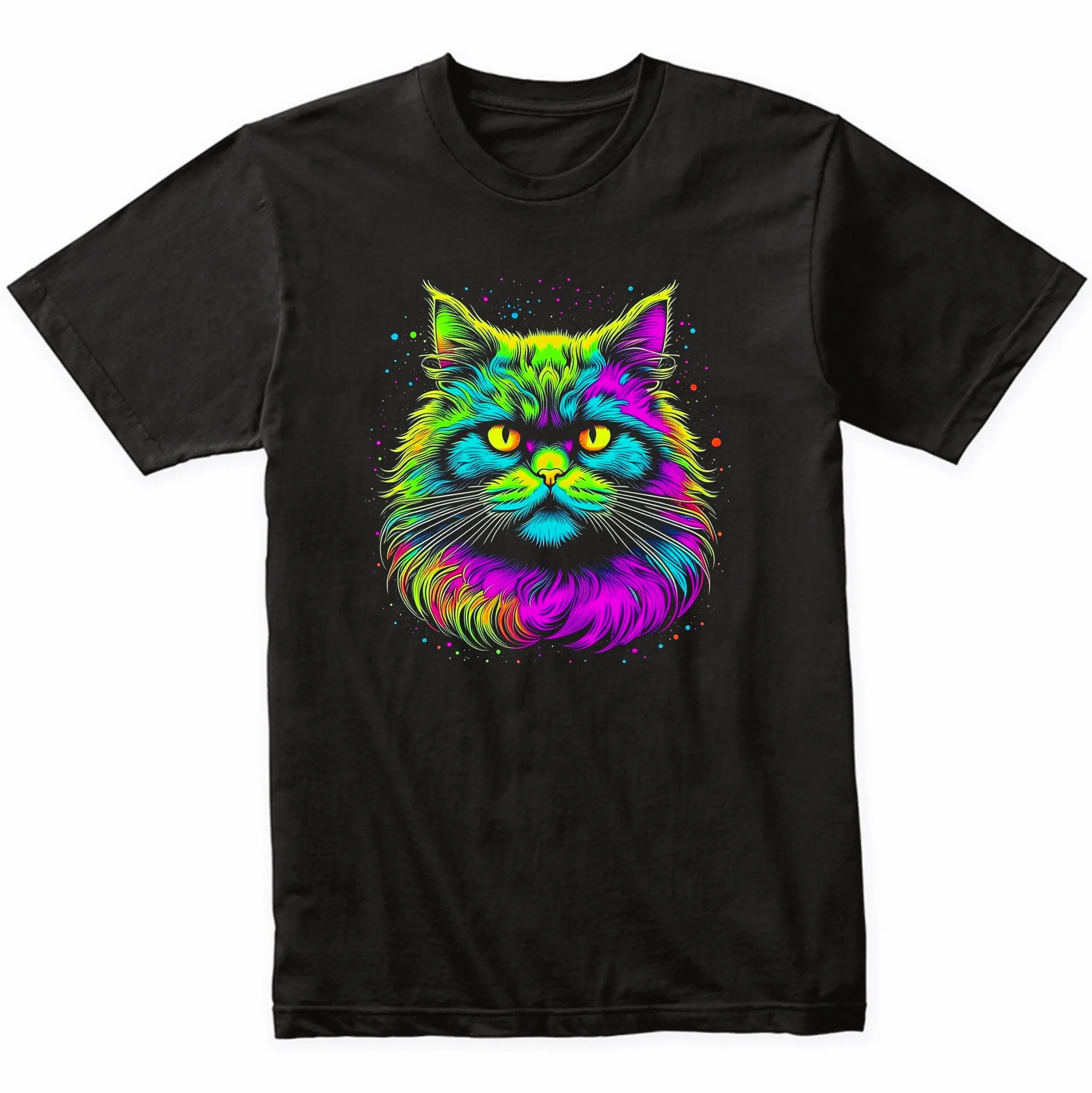 Persian Cat Psychedelic Art T Shirt Owner Vibrant Colorful Bright Watercolor Rainbow