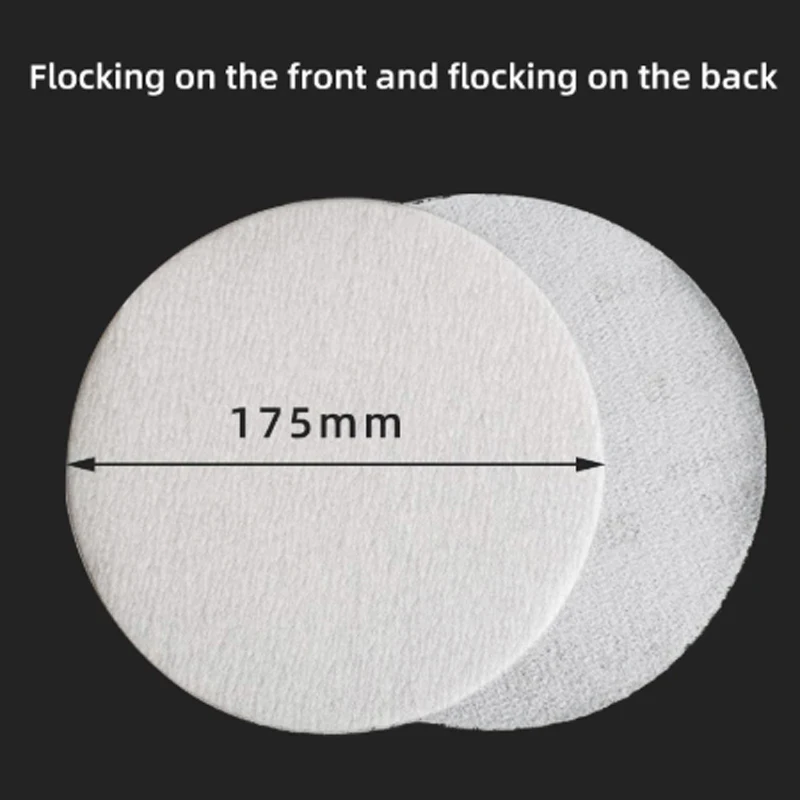 

7 Inch 175mm Round Dry Sanding Paper Air Grinder Disc Back Velvet Flocking Back Polishing Sandpaper Polishing Pad For Car
