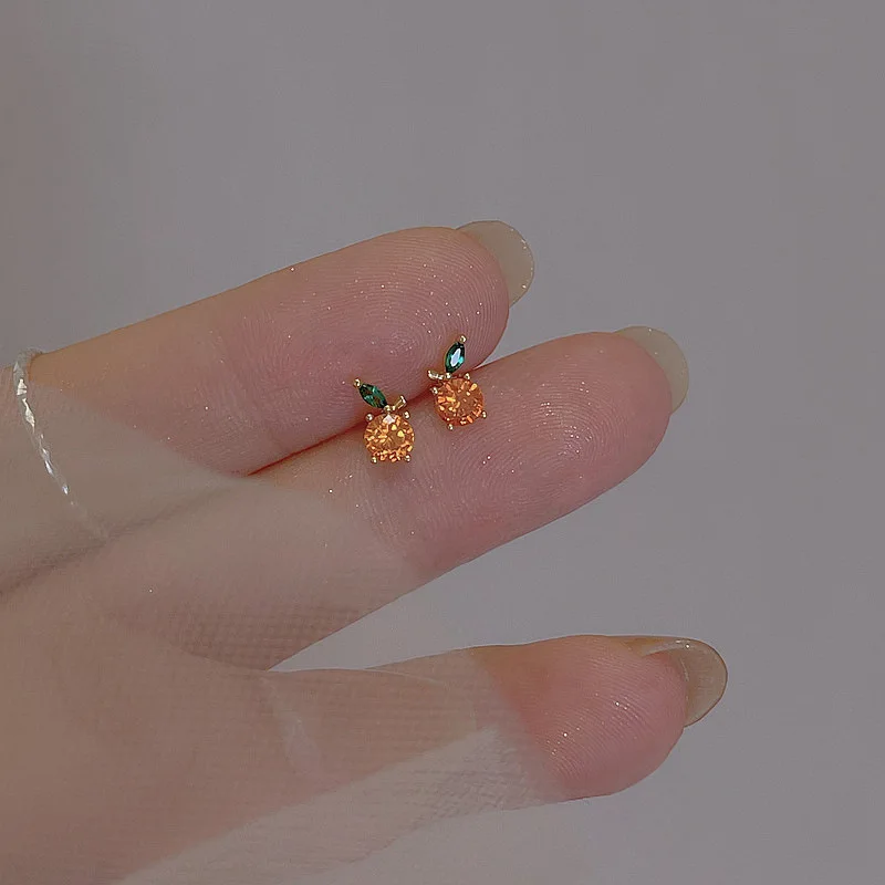Fashion Sweet Cute Fruit Stud Earrings For Women Girls Small Red Zirconic Cherry Versatile Popular Daily Jewelry Accessories