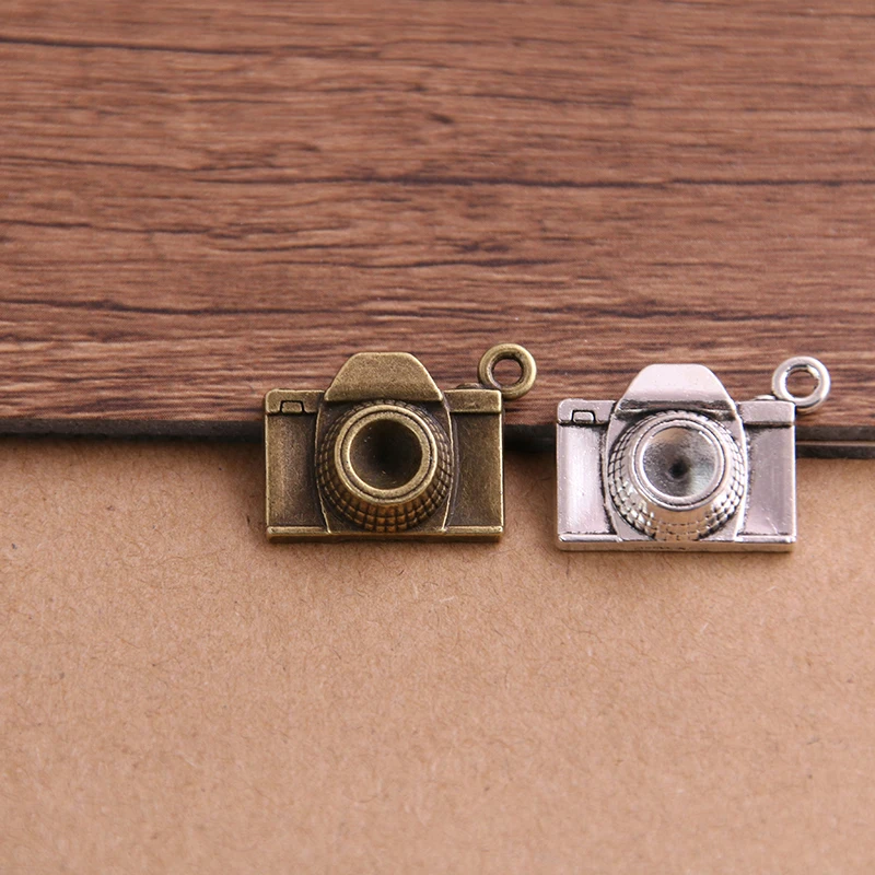 10PCS 15*21mm Tibetan Two Color  Fashion Camera Charms Pendants for Jewelry Making DIY Handmade Craft