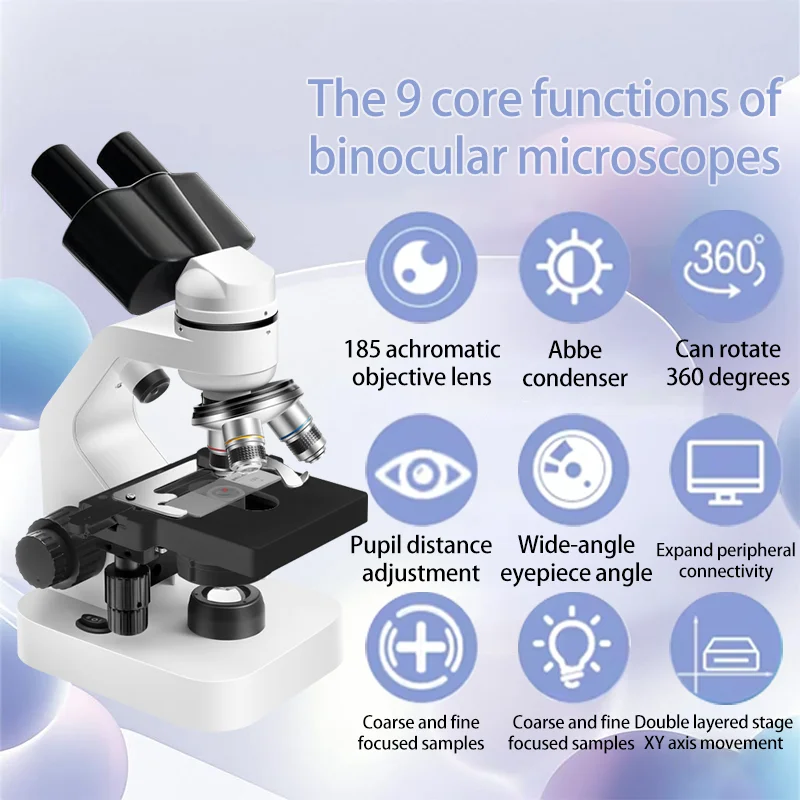 Professional Biological Microscope Binocular Compound for Science Experiments Laboratory Grade Optical Microscopy