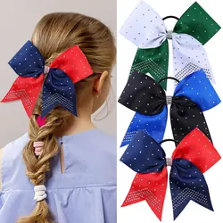 2Pcs Cheerleading Bow Hair Bands Girls Rhinestone Hair Rope Ponytail Holder Elastic Hair Ribbons Headwear Hair Accessories