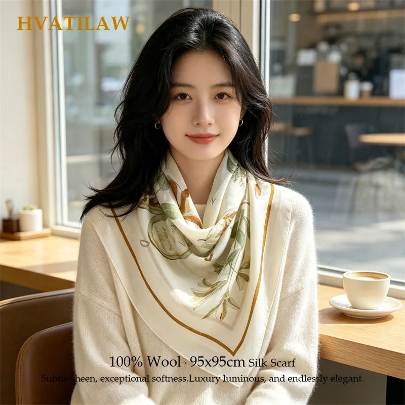 100% Wool Scarf Female Luxury Winter Warm Long Wrap Shoulder Cover Soft Woolen Neckwear Large Pashmina Shawls for Cold Weather