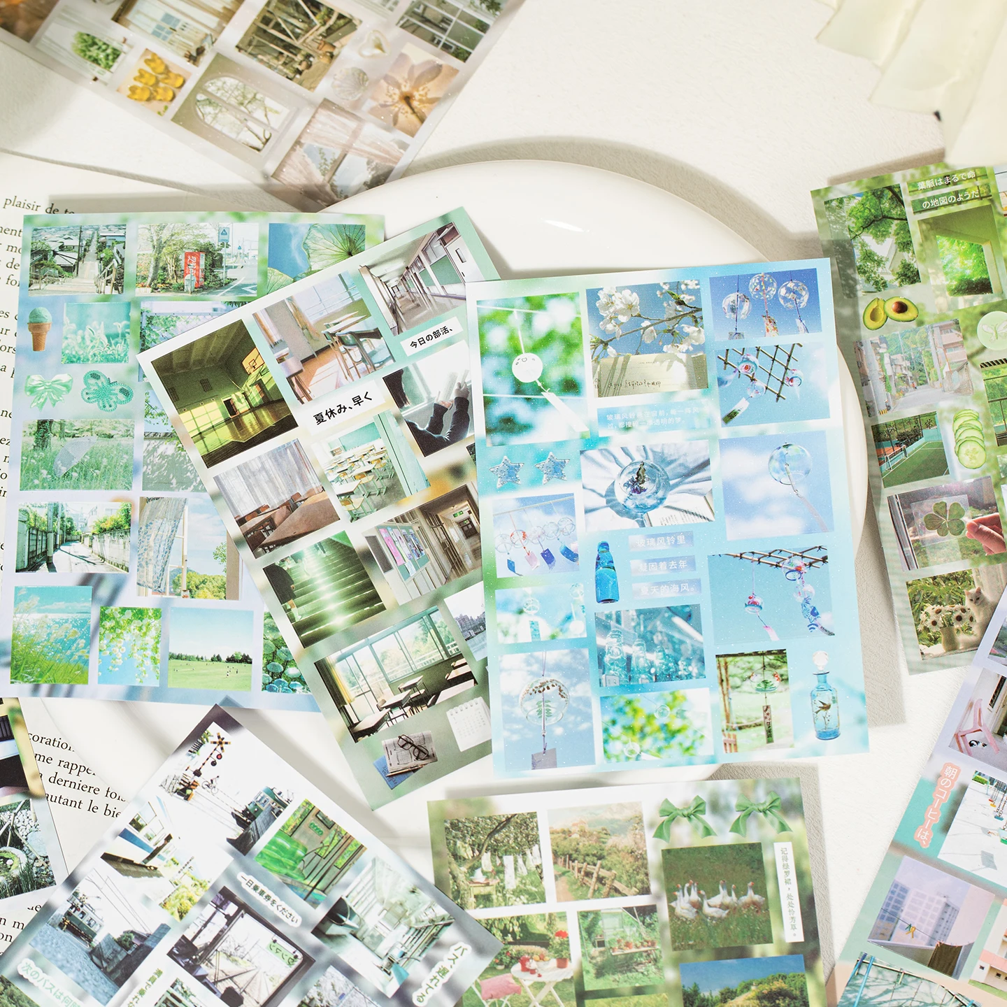 

Kawaii Ins Japanese Korean Aesthetic Stationery Stickers Sparkling Sand Film Die Cut Stickers Book Scrapbook Stickers Decoration