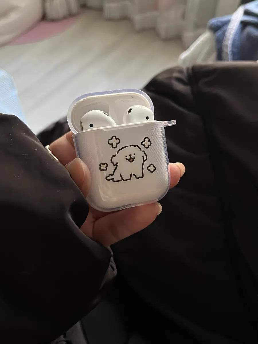 AirPods için kulaklık kutusu 4 Pro 2 şeffaf köpek yavrusu AirPods için kılıf 3 AirPod 1/2 yumuşak silikon koruyucu kapak kutusu