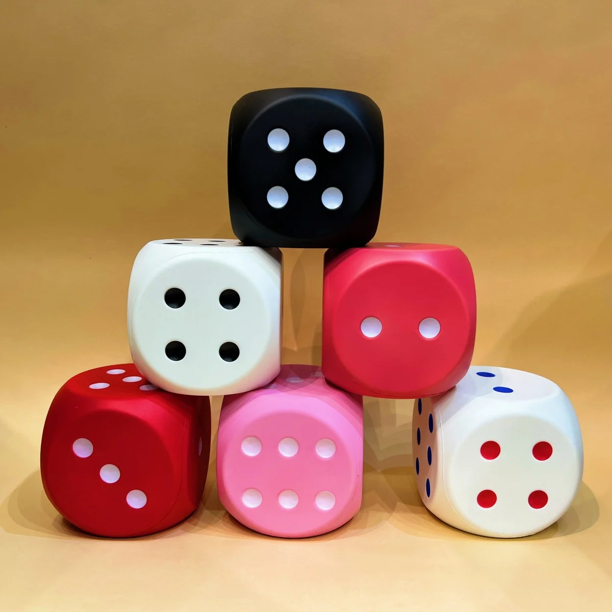 6IN Big Foam Dices with Black Dots Six Side Dot Dices Colored Dices Learning Aids Game Dices for Counting Math Teaching