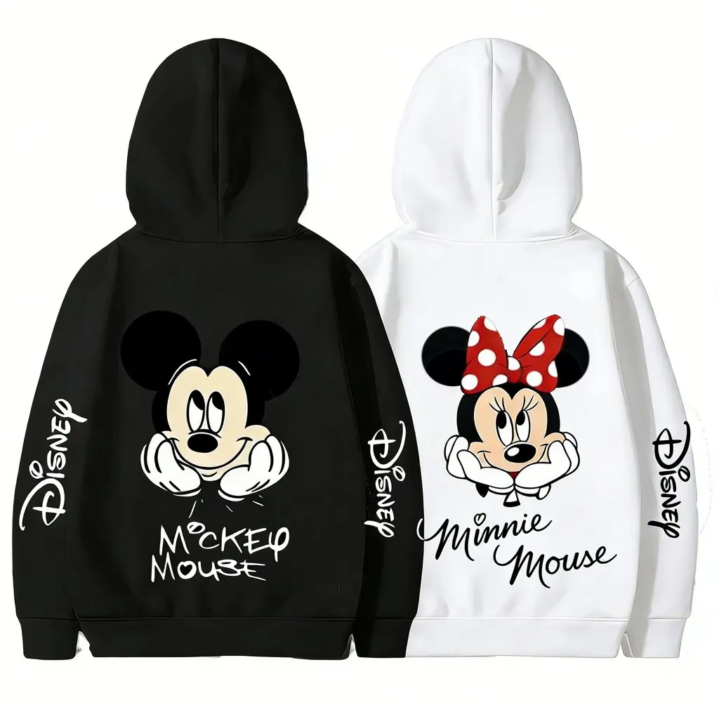 Sudadera con capucha con cremallera de Mickey Minnie de Disney, sudadera para parejas, sudadera de manga larga para hombre y mujer, ropa de calle, Tops informales para primavera y verano 2026