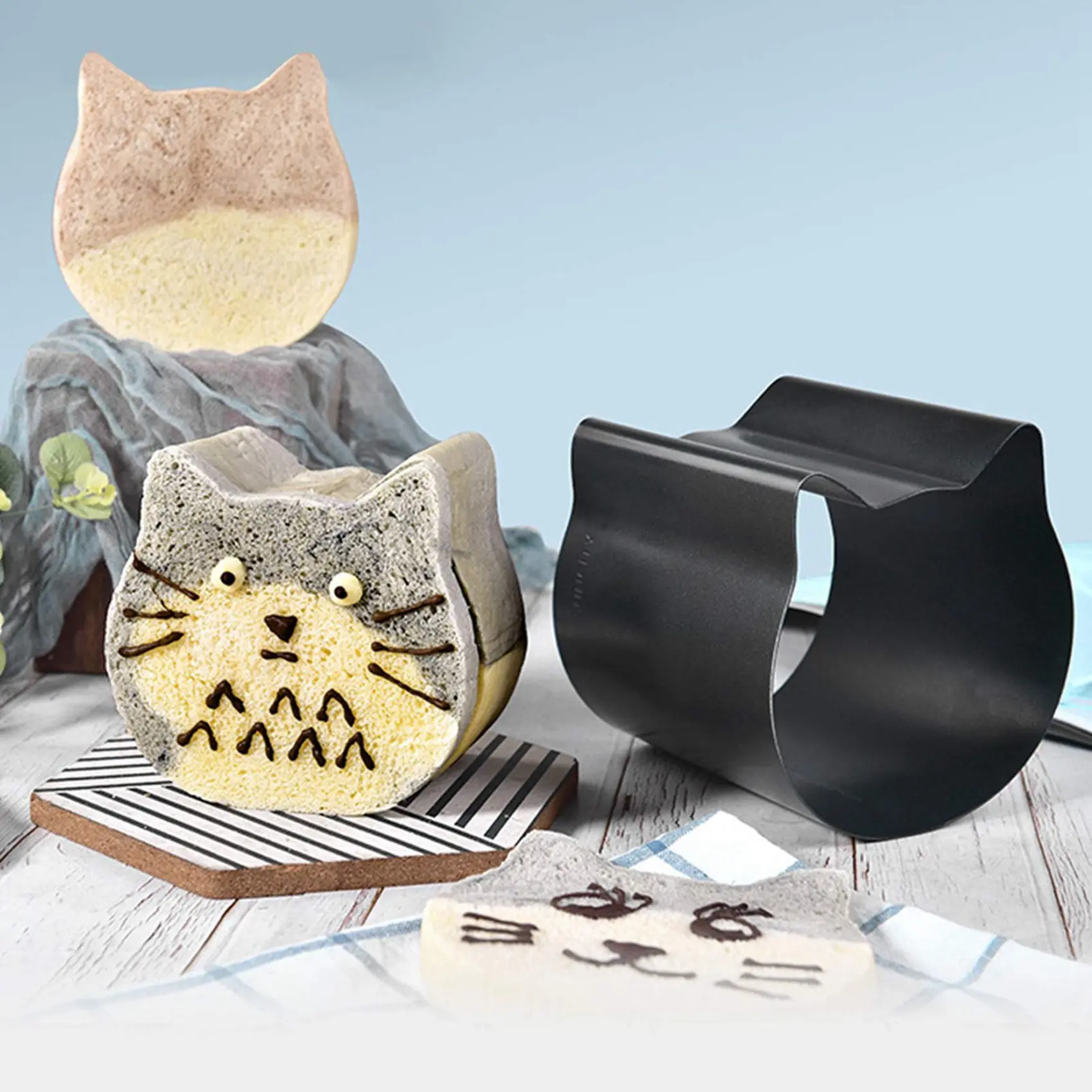 Toast Cake Mold Non Stick Cute Cat Head Toast Box Mold Bread Loaf Pan Baking Supplies for Home Kitchen Toast Baking - L