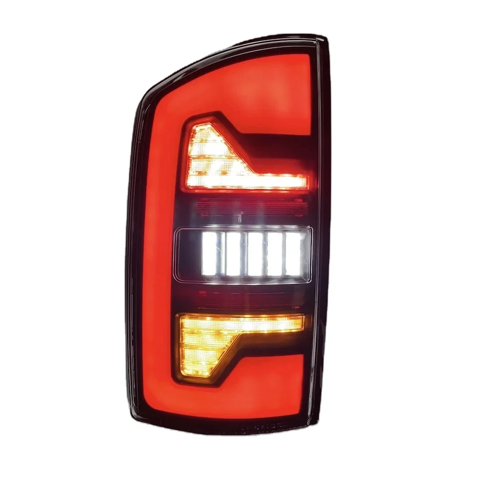 High Quality Taillight for 2002-2006 Dodge RAM 1500 2500 3500 Full LED Tail Light (Black Housing/Clear Lens/Red Light Bar)