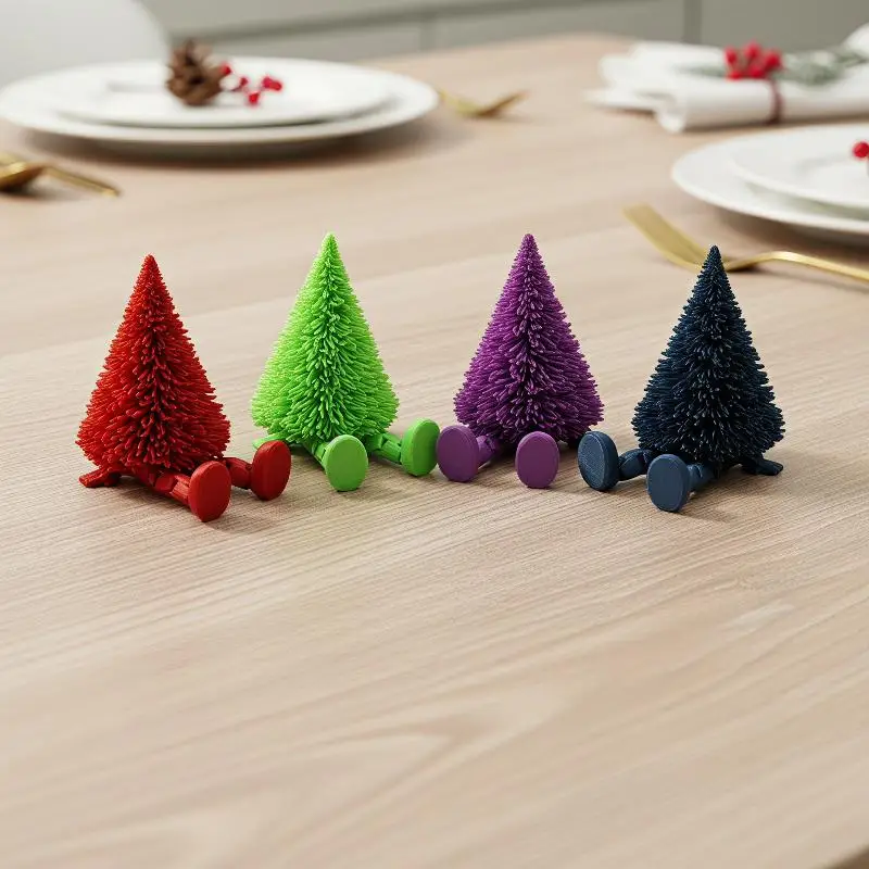 3D Printed Christmas Tree Figurine Eco Friendly Movable Joints Multiple Colors Perfect For Xmas Home Decor Holiday Gifts
