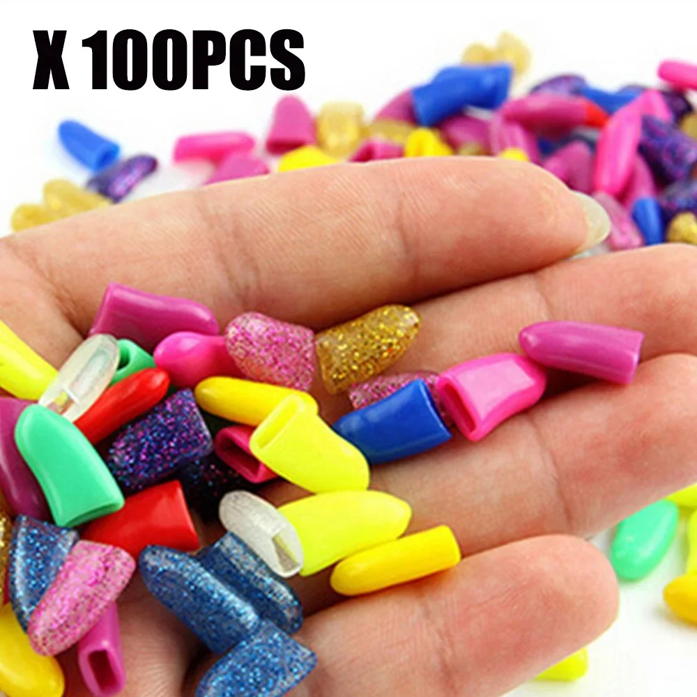 100 Pcs Dog Cat Nail Caps Cat Nail Cover Anti-scratch Paw Claw Pet Grooming Supplies Soft Silicone Nail Protector with Free Glue