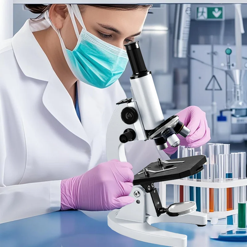 Monocular Optical Microscope 40X-2000X Microscope School Science Experimental Biology Microscope Digital Microscope for Children