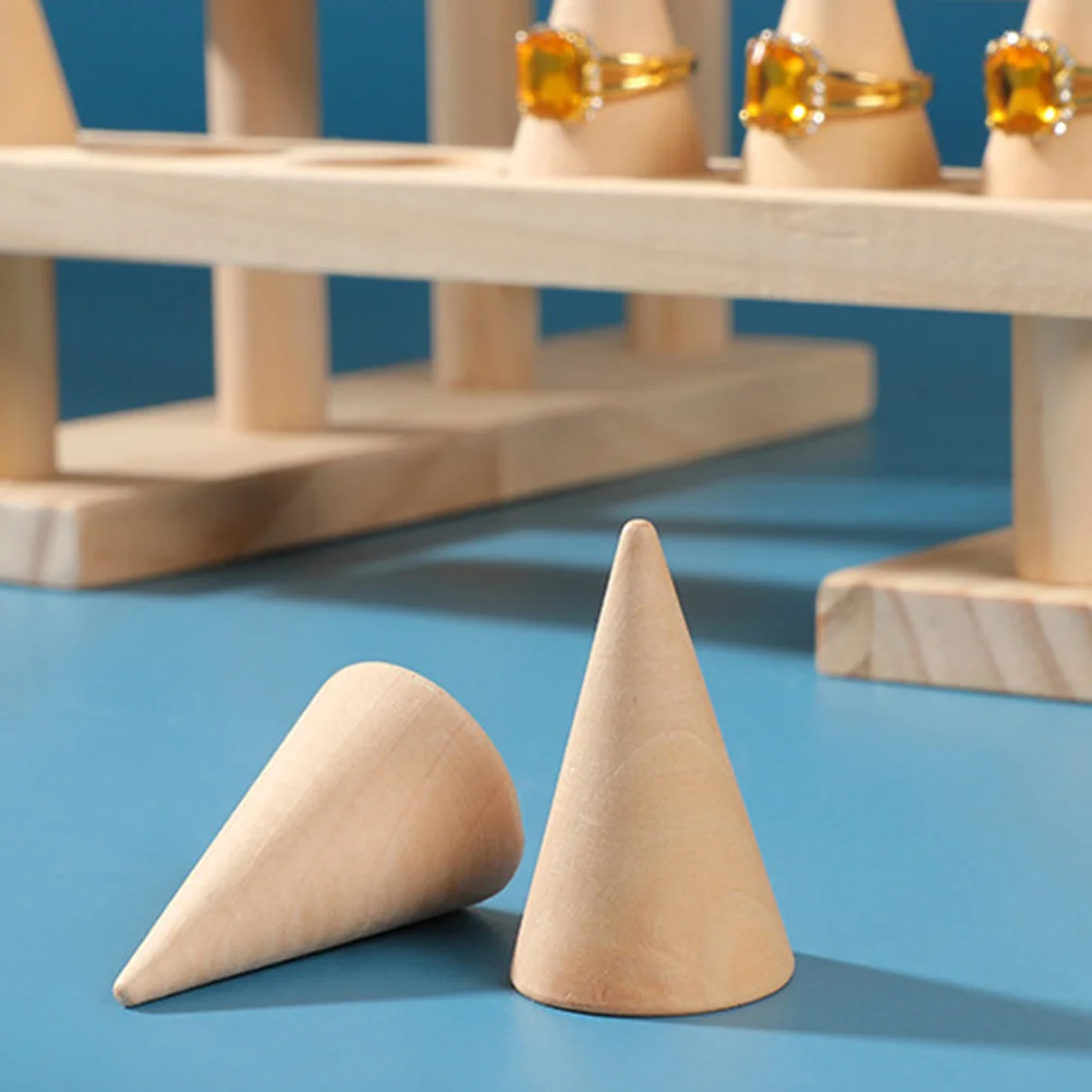 

Cone Ring Stand Wooden Ring Display Holder for Rings Organization Display Showcase Jewelry Store Desktop Organizer Tower