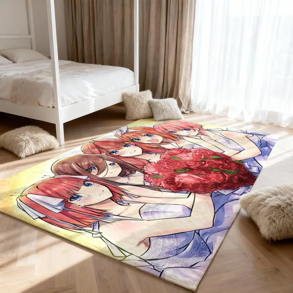

q-Quintessential Quintuplets Floor Mat Soft Thickened Absorbent Non-Slip Bedroom Living Room Door Mat Home Decor Flannel Rugs