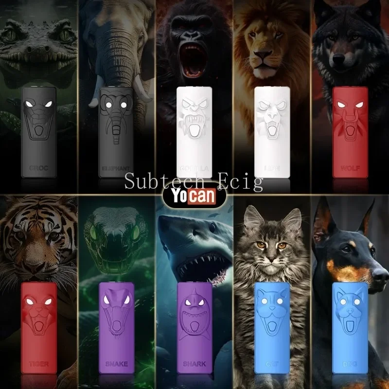 10pcs Yocan Kodo Animal Series Box Mods Vape Cartridges Cart Battery 3 Voltage Levels 900mAh Preheat VV Battery Vaporizer Pen