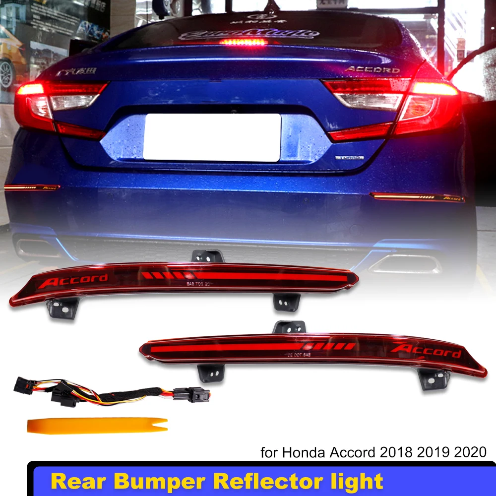 

2 шт. полностью светодиодные отражатели бампера для Honda Accord Sedan 2018-2022 гг., функция заднего/тормоза, указатели поворота и задние противотуманные фары