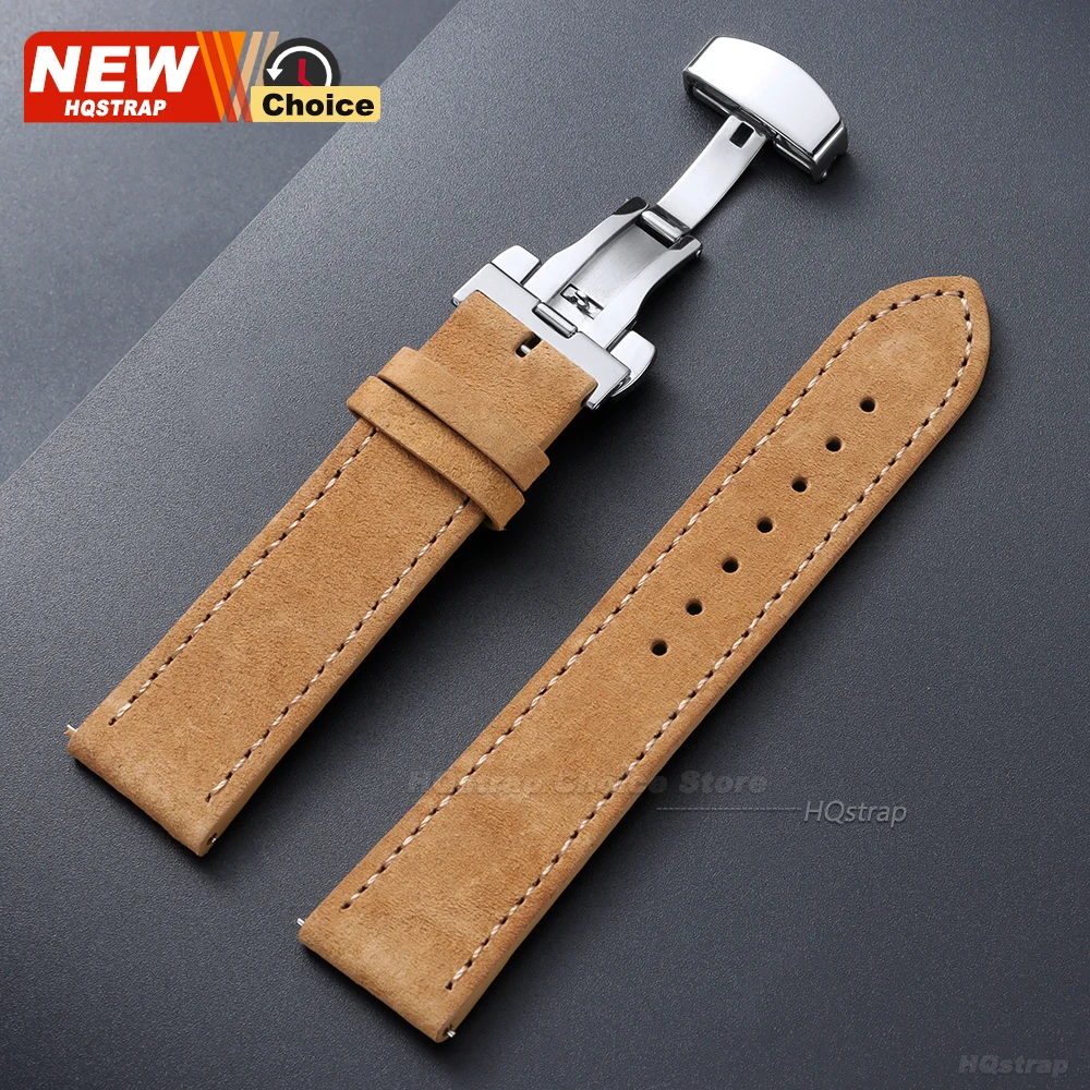Butterfly Clasp Suede Strap for Omega Watch Band