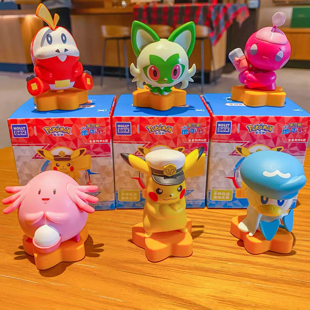 genuine-pokemon-pikachu-blind-box-quaxly-fuecoco-sprigatito-chansey-anime-action-figures-multi-functional-model-christmas-gift