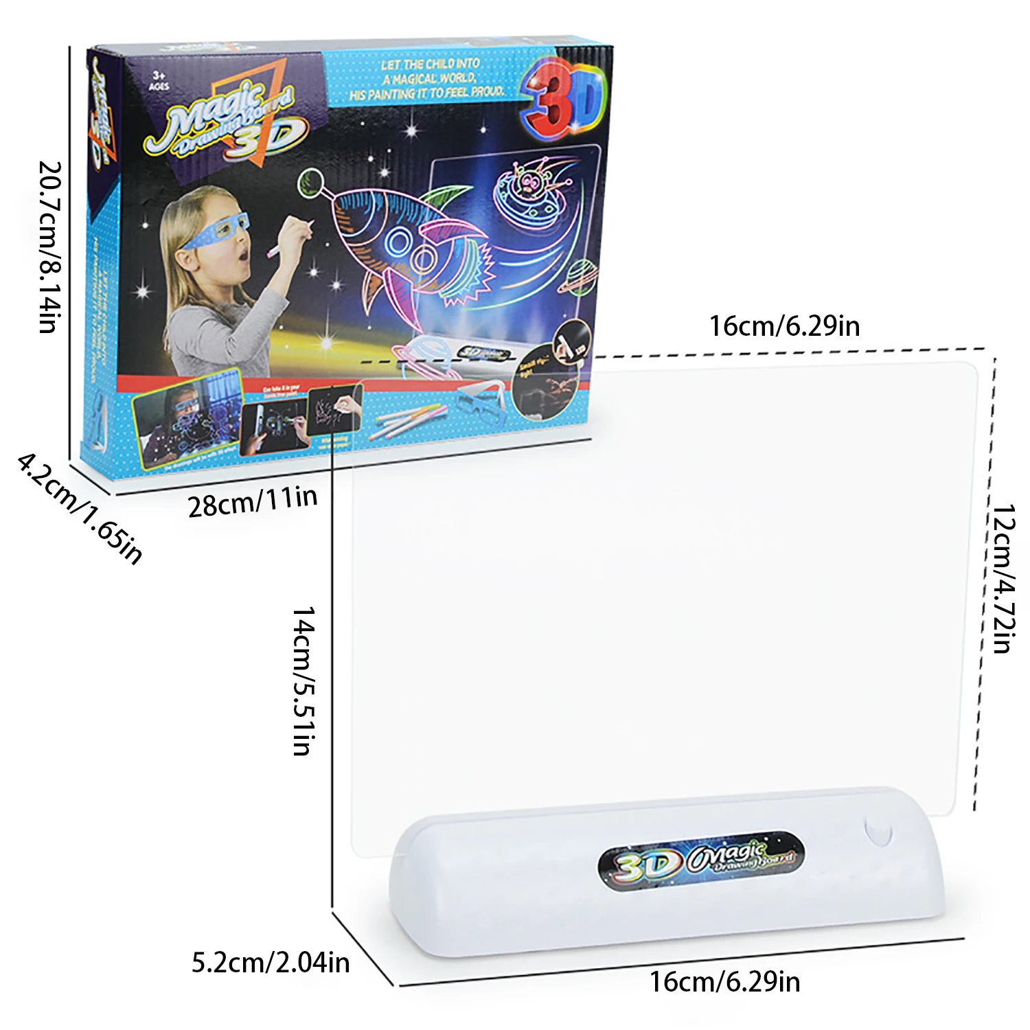 Prancheta de desenho infantil placa luminosa acrílica transparente fluorescente luz led backlight mensagem apagável quadro branco diy
