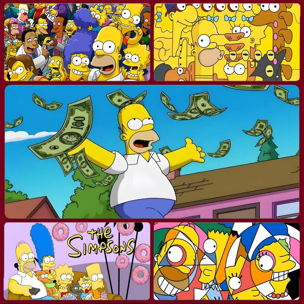 

Funny Classic Cartoon T-The S-Simpsons Mouse Pad Large Gaming Mousepad with Stitched Edges Thickened Desk Mat PC