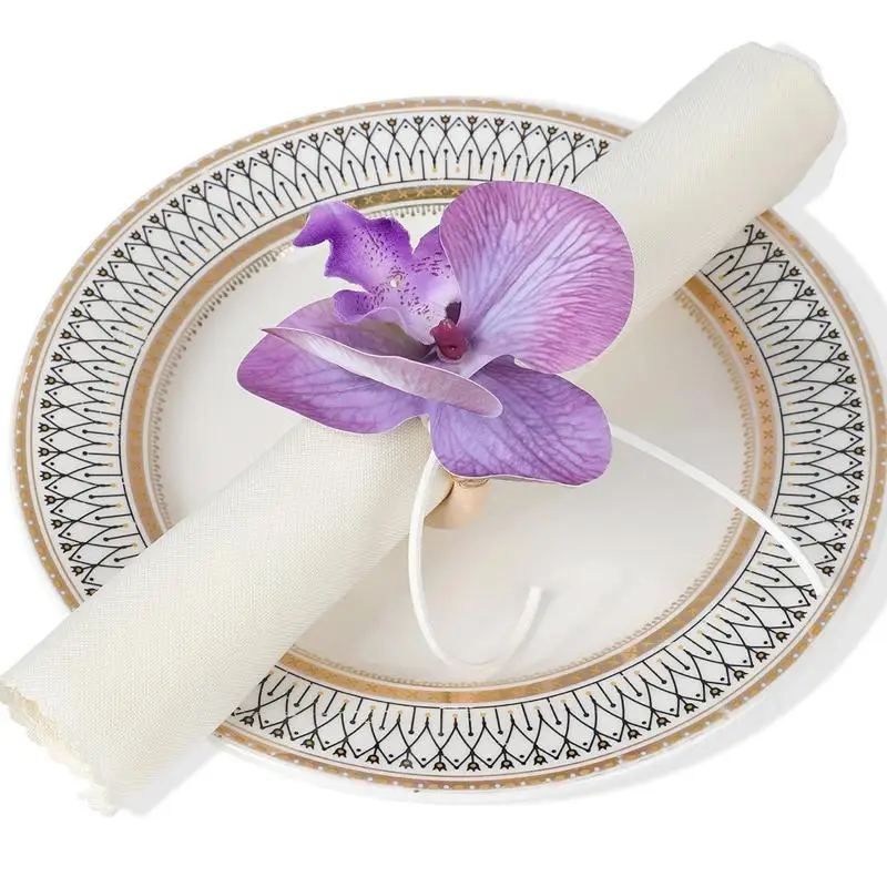 Wooden Napkin Rings With Subtle Orchid Texture Nordic Style For Wedding Catering Services And Hotel Dining Table Decor