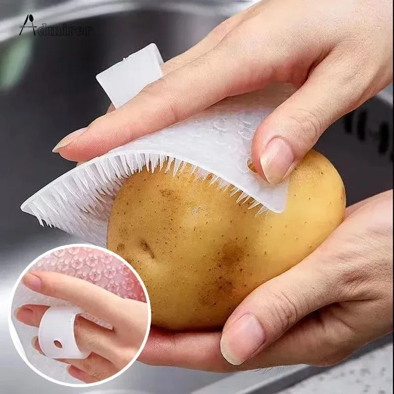 1 Pcs Kitchen Cleaning Tools Silicone Dish Scrubber Crevice Brush Fruit and Vegetable Clean Brush Household Cleaning Accessories