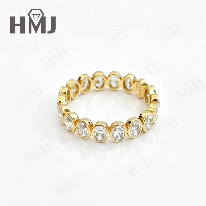 Diamantring DEF VS-VVS Ovaler Schliff Massiv 10K 14K 18K Gelbgold Hochzeit Antrag Versprechen Party Geschenk für Damen Charms Täglicher Gebrauch – Detail 2