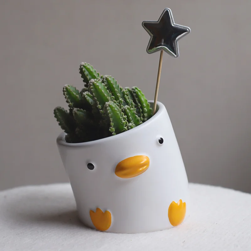 Cute Cartoon Duck Pig Ceramic Flower Pot Desktop Balcony Succulent Planting Animal Flowerpot Green Planters Small Bonsai Pots