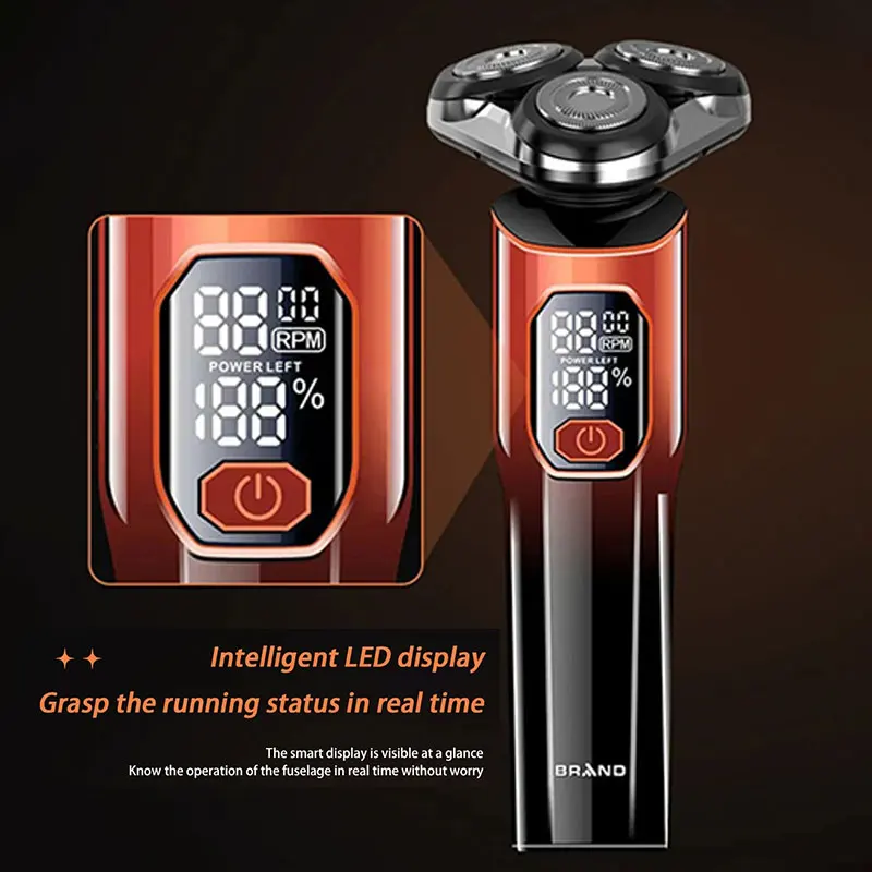 جديد الشعر المتقلب الرجال ماكينة حلاقة كهربائية مجموعة 4D 3 رئيس للماء الحلاقة أداة تهذيب اللحية عرض ذكي الحلاقة الرجال