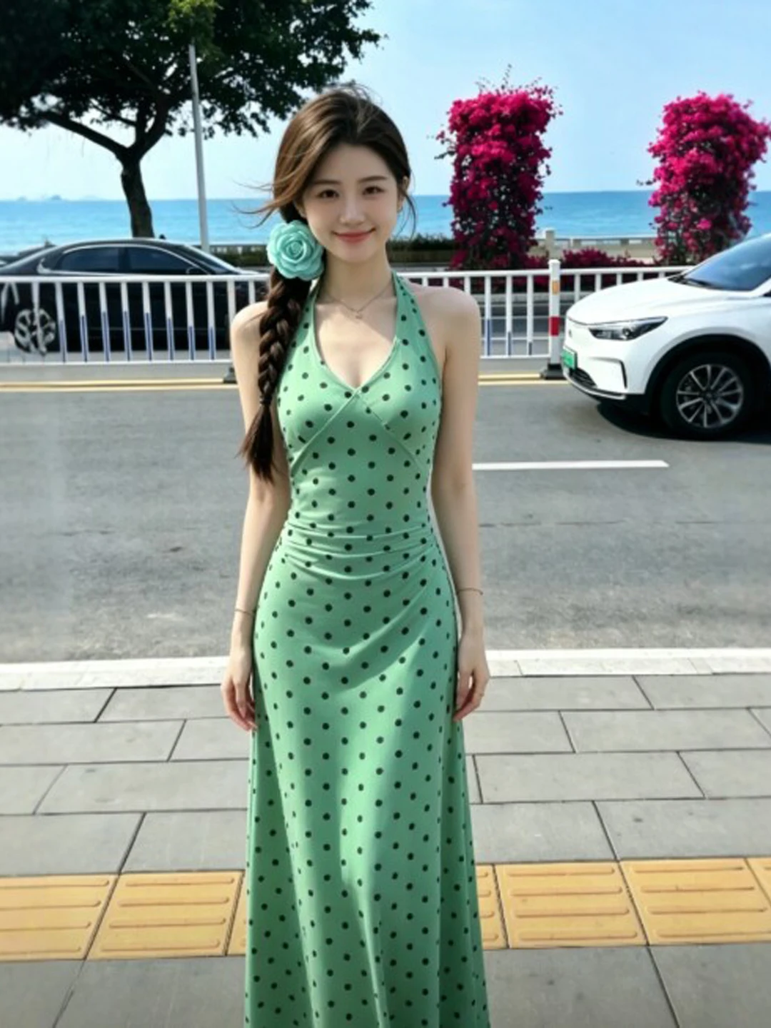 

Beachy Vacation Style Off-Shoulder Dress Gentle Wind Unique Beautiful Long Strapless Summer Dress for Women Casual Outdoor Wear