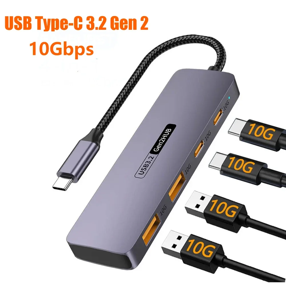 10Gbps USB C HUB High Speed USB Splitter for IPhone 15 Sumsang Laptops PC USB Type-C 3.2 HUB Accesorios Para Macbook Pro 13