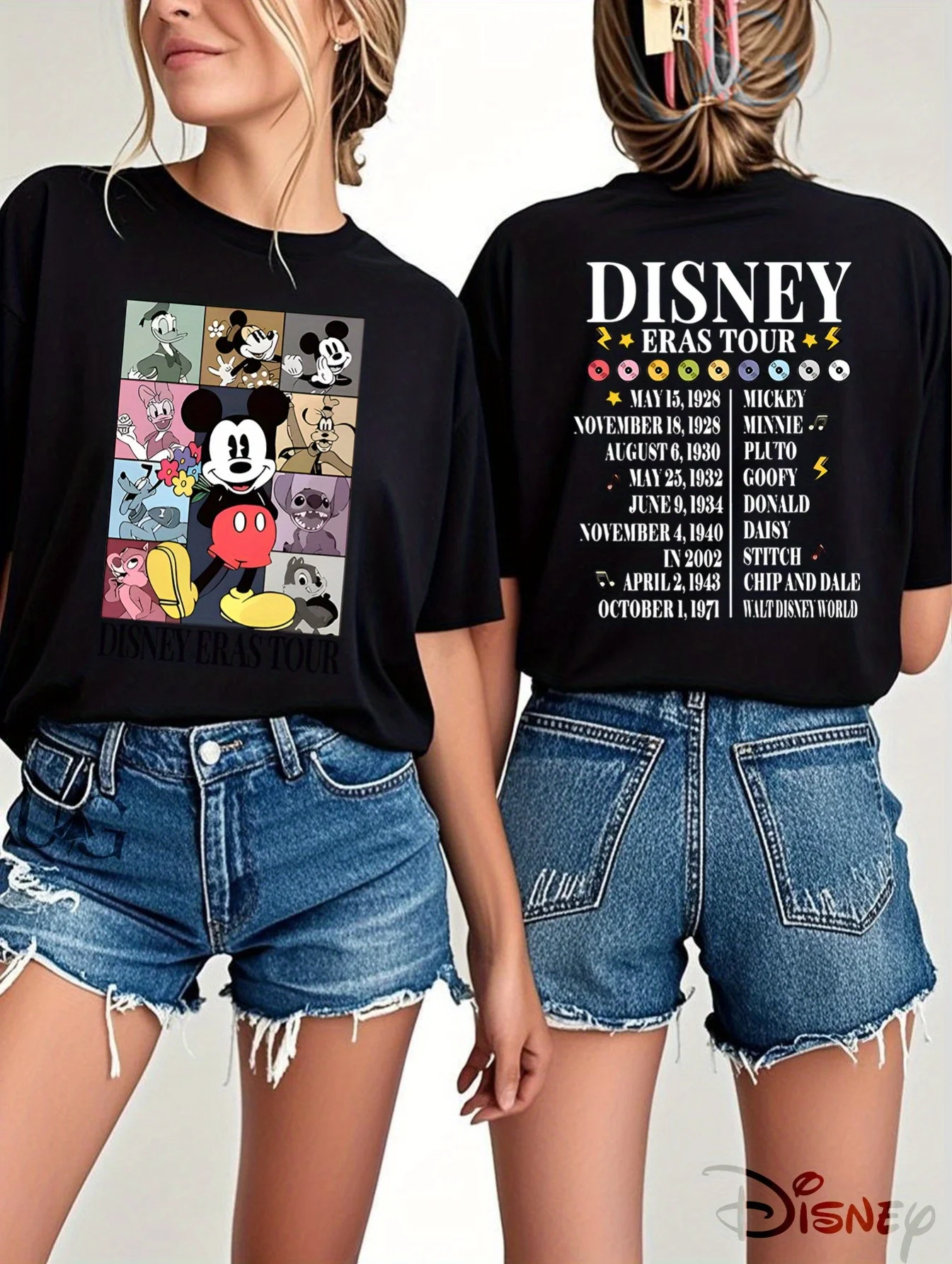 

Disney Era Tour Mickey and Friends T-shirt officially authorized with double-sided printed women's short sleeved shirt