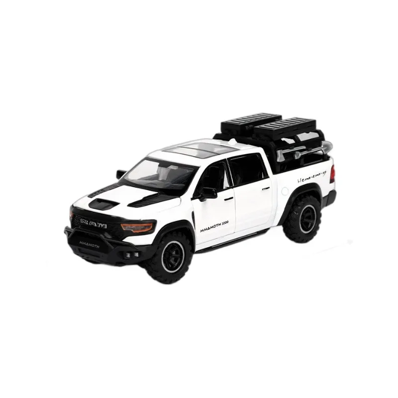 Alloy Pull Back Pickup Truck Model, simulado som e luz, brinquedos de carro, presentes decorativos, atacado, 1: 32