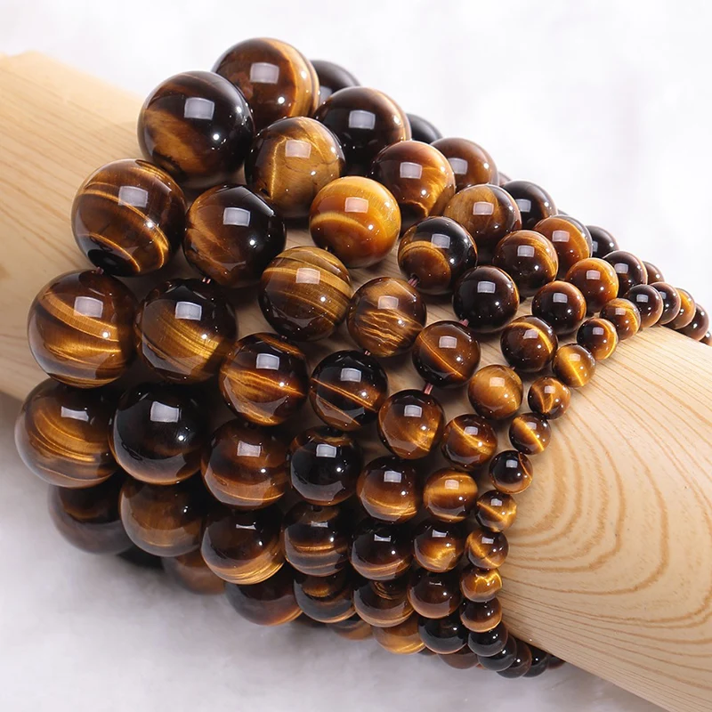 

New Cool Motorcycle Riding Beaded Bracelet Men Natural 4/6/8/10/12mm Smooth Tiger Eyes Stone Braslet Outdoor Cycling Accessories