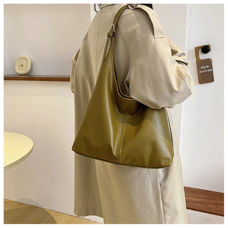 Soft PU Leather Shoulder Bag for Women Wedding Totes All-match Commuter Underarm Bag Bolso Mujer Fashion Large Capacity Handbag
