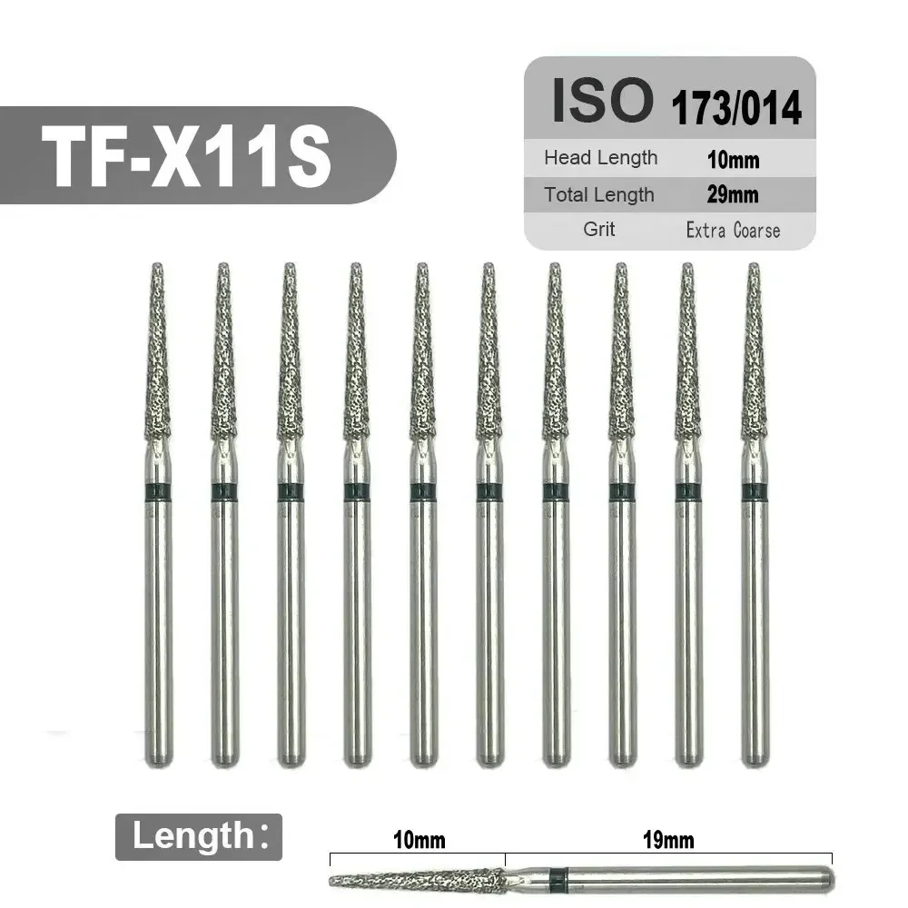 10pcs Dental Diamond Burs Drill FG 1.6mm Dental Dia-Bur for High Speed Handpiece Dentistry Tools Cavity Preparations 78 Sizes