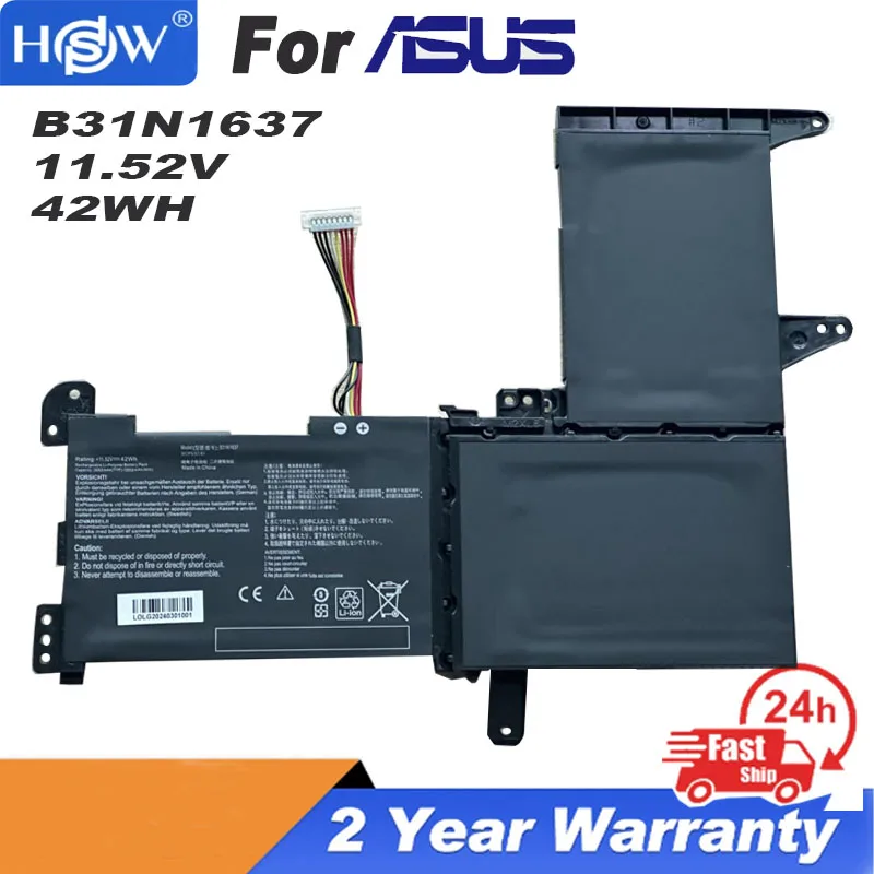 

11.52V 42Wh B31N1637 Laptop Battery ASUS VivoBook 15 X510UA S510UA S510UF F510U S5100U S5100UQ X510UN-1A