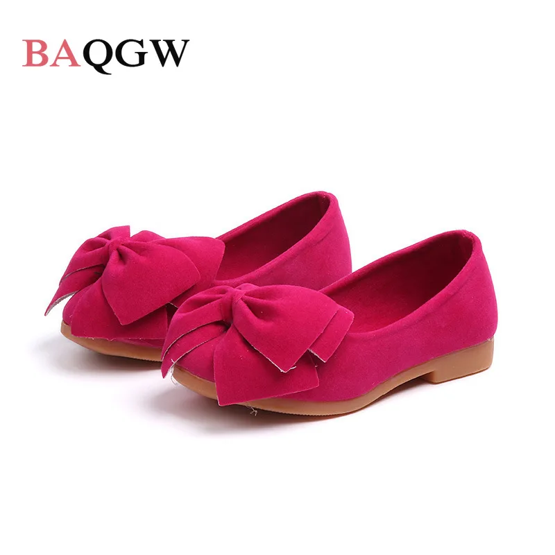 Candy Color Children Shoes Girls Big Bow Soft Princess Shoes Fashion Girls Slip on Shoes with Bow 1-12 Years Old Kids Shoes