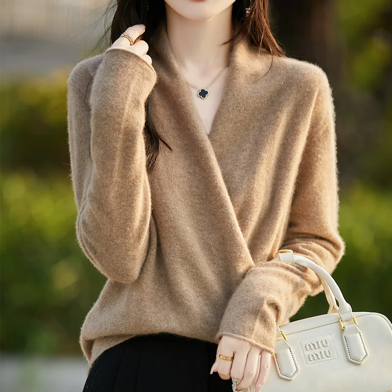 سترة كيمونو محبوكة جديدة لخريف وشتاء 2024 للسيدات من الصوف الخالص غير رسمية للتنحيف متعددة الاستخدامات