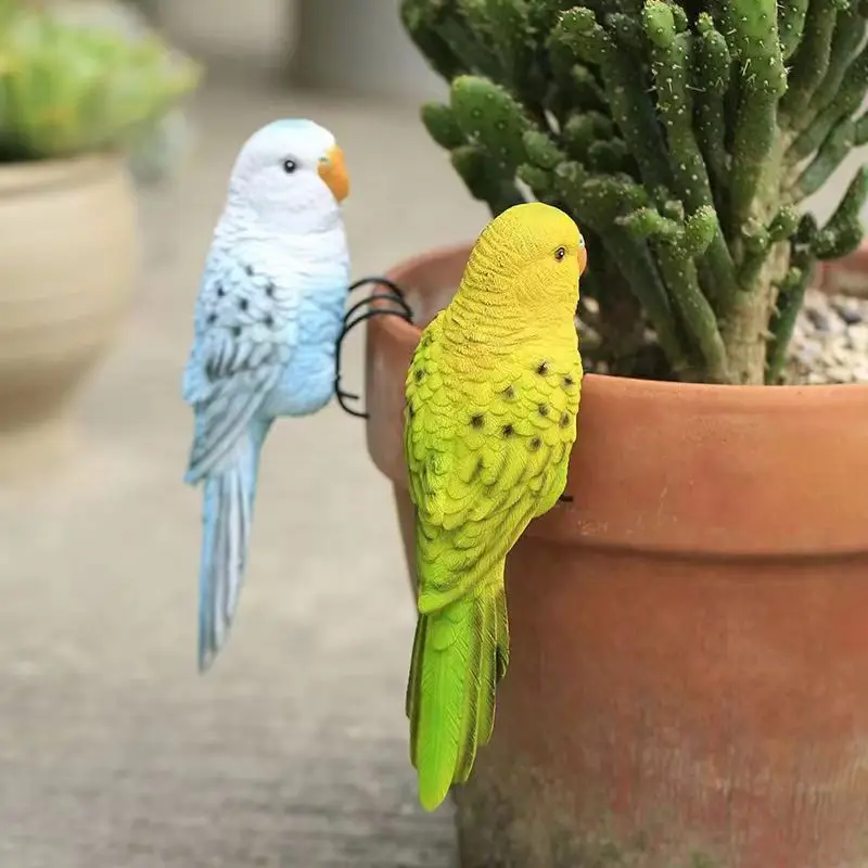 Parrot Decoration in Pastoral Style Resin Parrot Garden Decoration Tropical Bird Sculpture Garden Courtyard Potted Plant