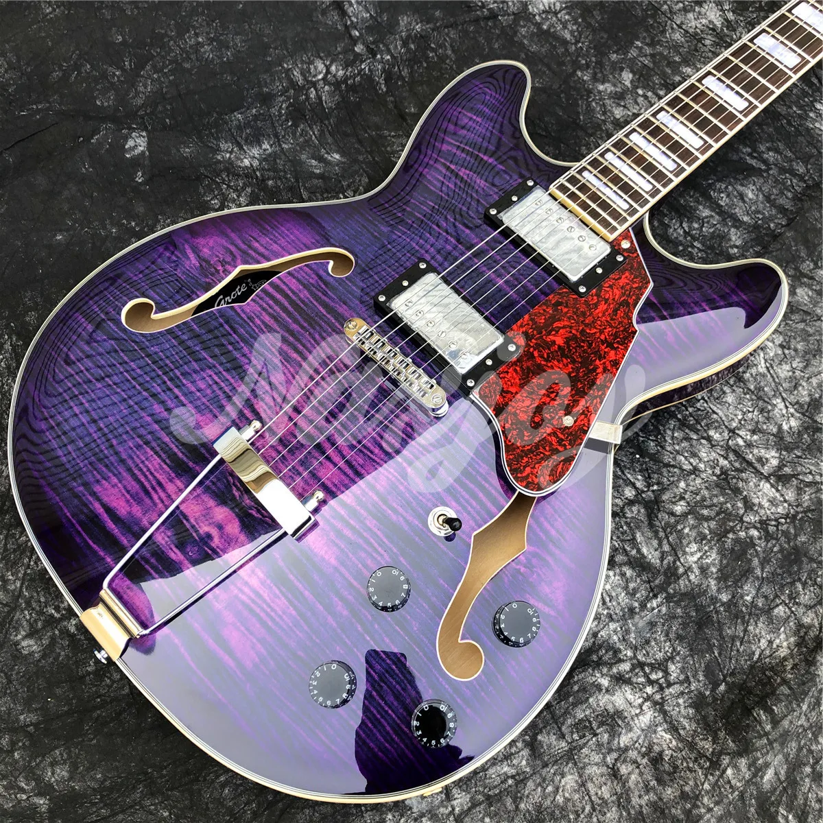 2021 New Purple Flame Maple F holes Hollow Body Electric Guitar Jazz IN STOCK