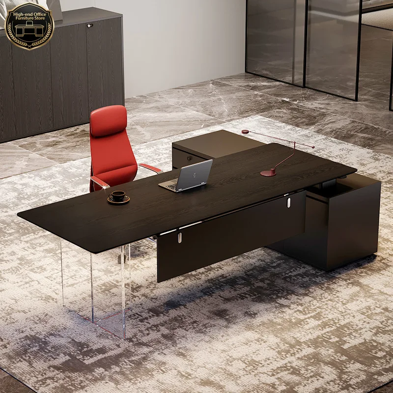 Transparent floating boss desk acrylic light luxury high-end creative Italian president table general manager desk