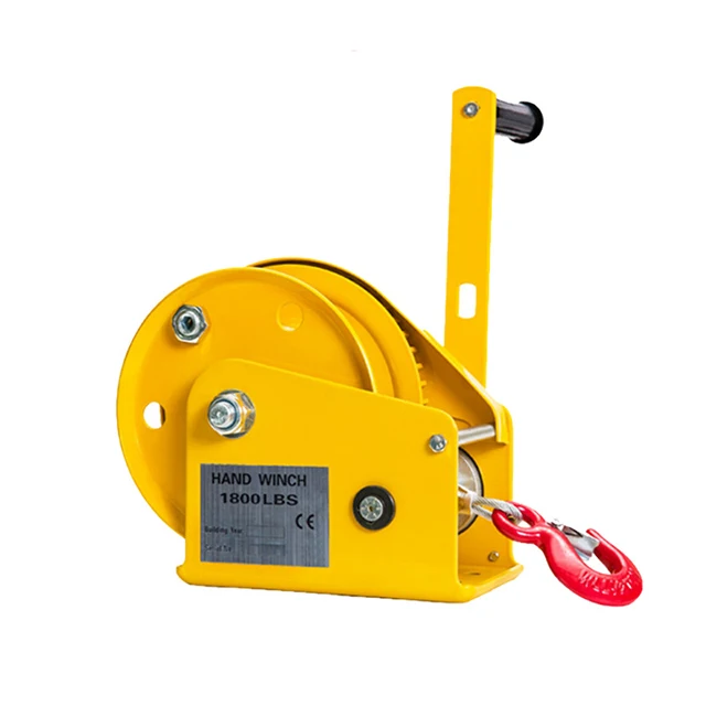 High Quality Durable Steel Manual Hand Winch Automatic Brake Synthetic Rope 1200-2600lbs Capacity 10m Lifting Height Auto