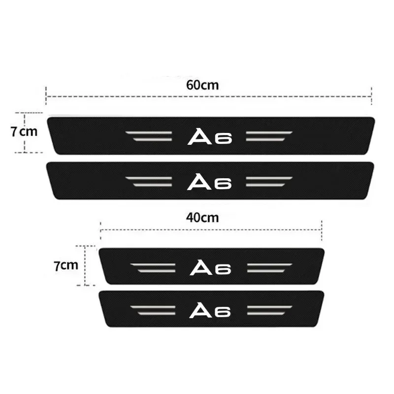 Luminous Carbon Fiber Car Door Sill Stickers Tape Scuff Scratch For Audi A6 Logo Threshold Bumper Decals Auto Accessories