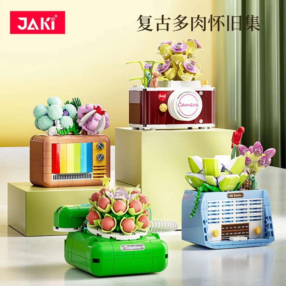 Creative Furniture Design Building Block Succulent Plants Camera Radio Combination Assembly Model Child's Puzzle Christmas Gift