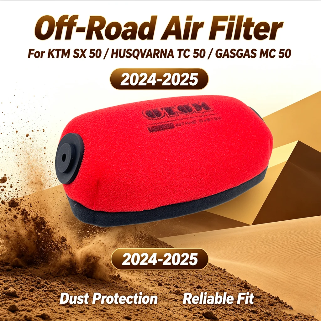 Motorcycle Air Filter Cleaner For KTM HUSQVARNA GASGAS SX50 TC50 MC50 2024-2025 Bikes Sponge Element Dual Foam Layer Washable