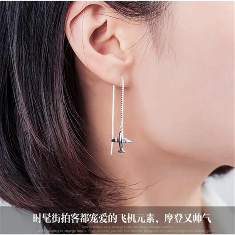 New Fashion Personality Aircraft 925 Sterling Silver Jewelry Ear Line Popular Sweet Gift Women Dangle Earrings E246