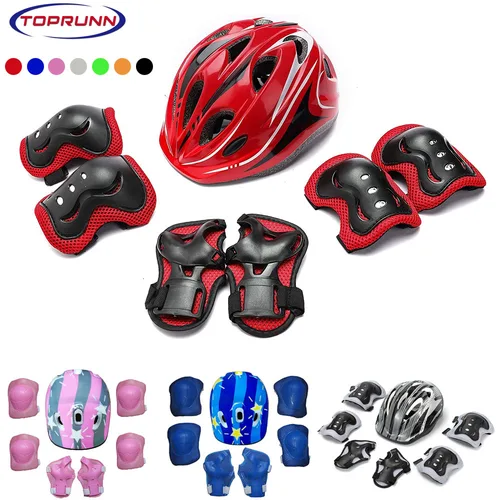 Imagen 1 del producto Casco de bicicleta para niños, rodilleras, coderas, muñequeras, casco para niños pequeños con conjunto de equipo de protección, para bicicleta, monopatín, patinaje en patinete
