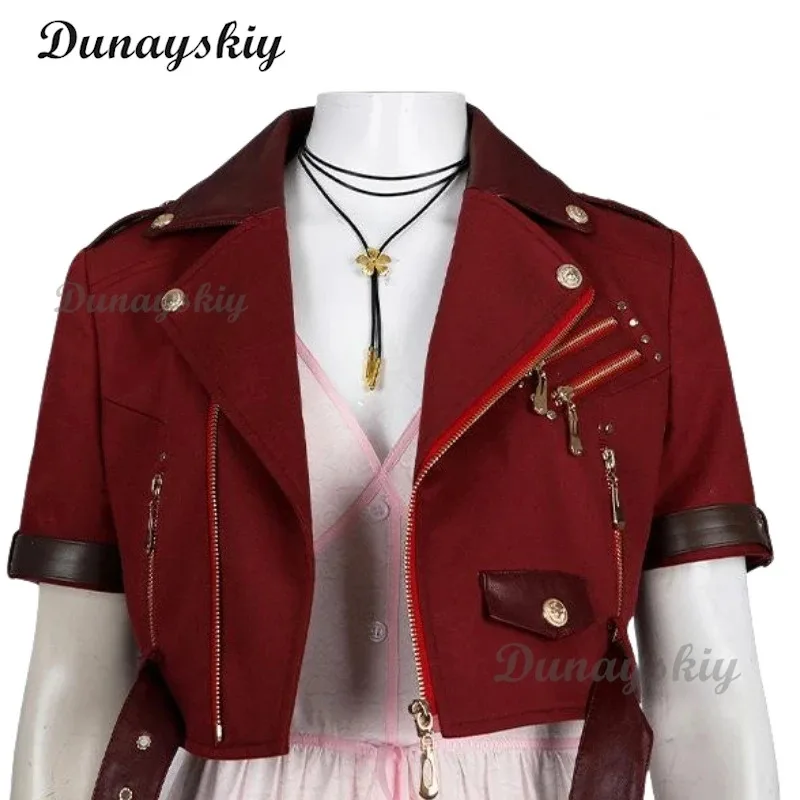

DY20Game Aerith Gainsborough Косплей Костюм Парик Аэрит Красное Пальто Платье Головные Уборы Хэллоуин Вечерние Наряды Индивидуальные25