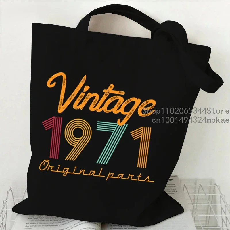 Fashion Women Shopping Bags Vintage 1974 Canvas Supermarket Shopper Bag Harajuku Number Tote Bag 70s Trend Eco Women Handbags